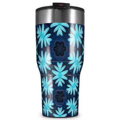 WraptorSkinz Skin Wrap compatible with 2017 and newer RTIC Tumblers 30oz Abstract Floral Blue (TUMBLER NOT INCLUDED)