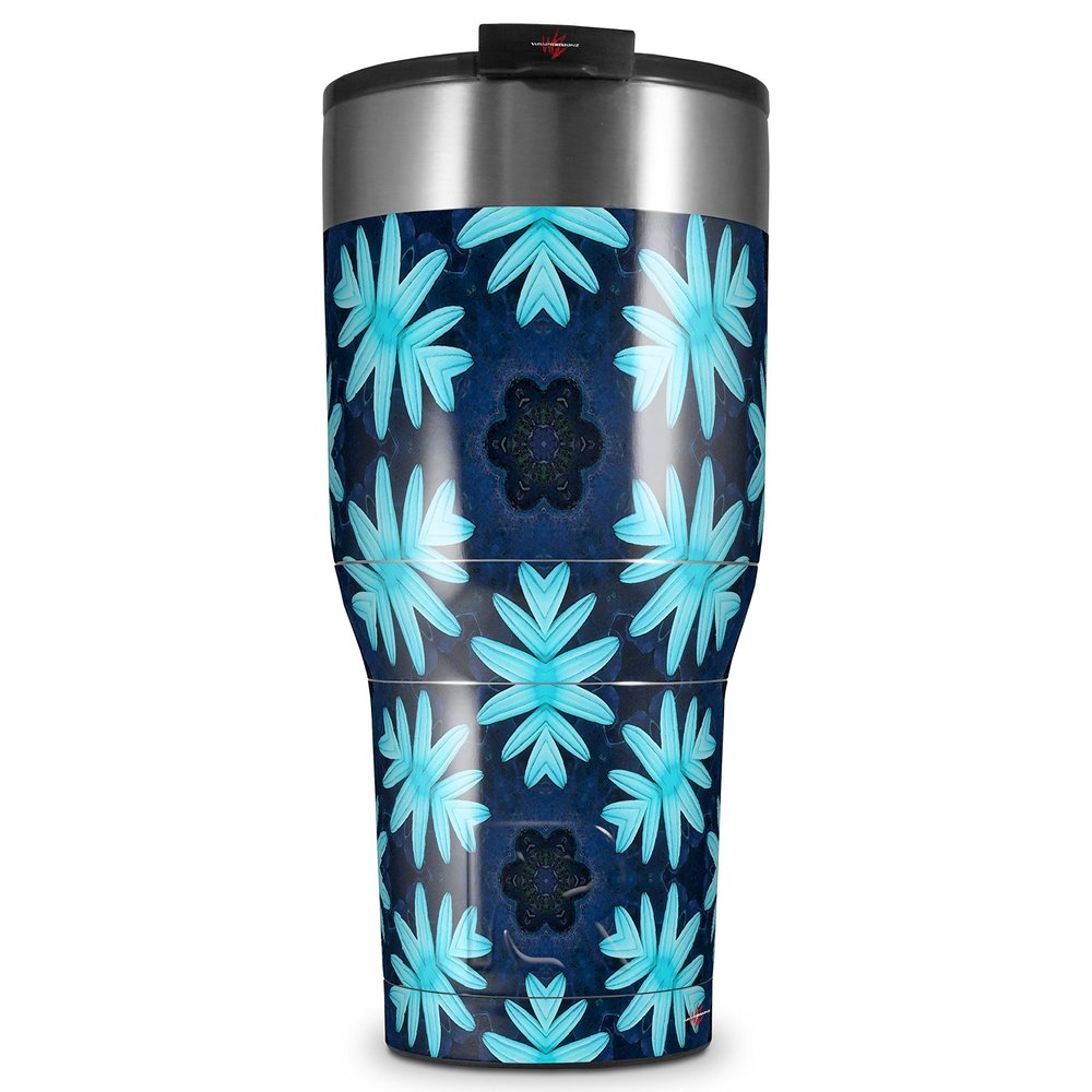 WraptorSkinz Skin Wrap compatible with 2017 and newer RTIC Tumblers 30oz Abstract Floral Blue (TUMBLER NOT INCLUDED)