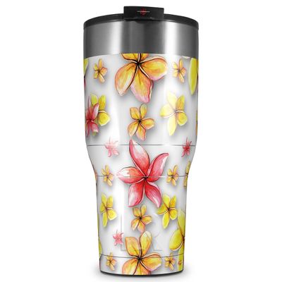WraptorSkinz Skin Wrap compatible with 2017 and newer RTIC Tumblers 30oz Beach Flowers White (TUMBLER NOT INCLUDED)