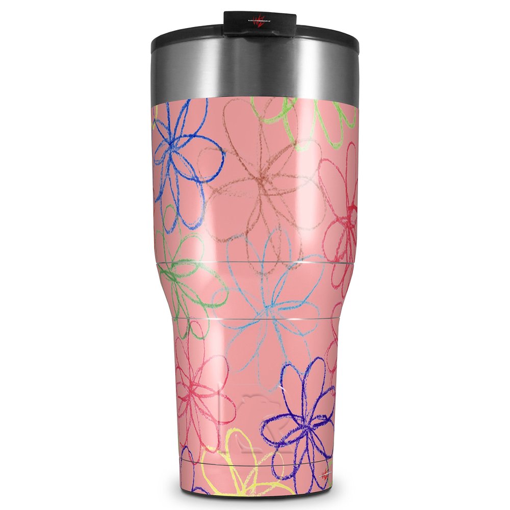 WraptorSkinz Skin Wrap compatible with 2017 and newer RTIC Tumblers 30oz Kearas Flowers on Pink (TUMBLER NOT INCLUDED)