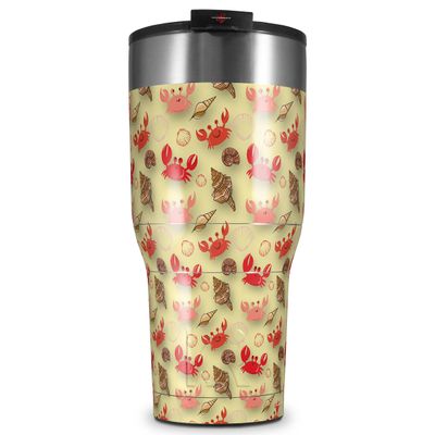 WraptorSkinz Skin Wrap compatible with 2017 and newer RTIC Tumblers 30oz Crabs and Shells Yellow Sunshine (TUMBLER NOT INCLUDED)