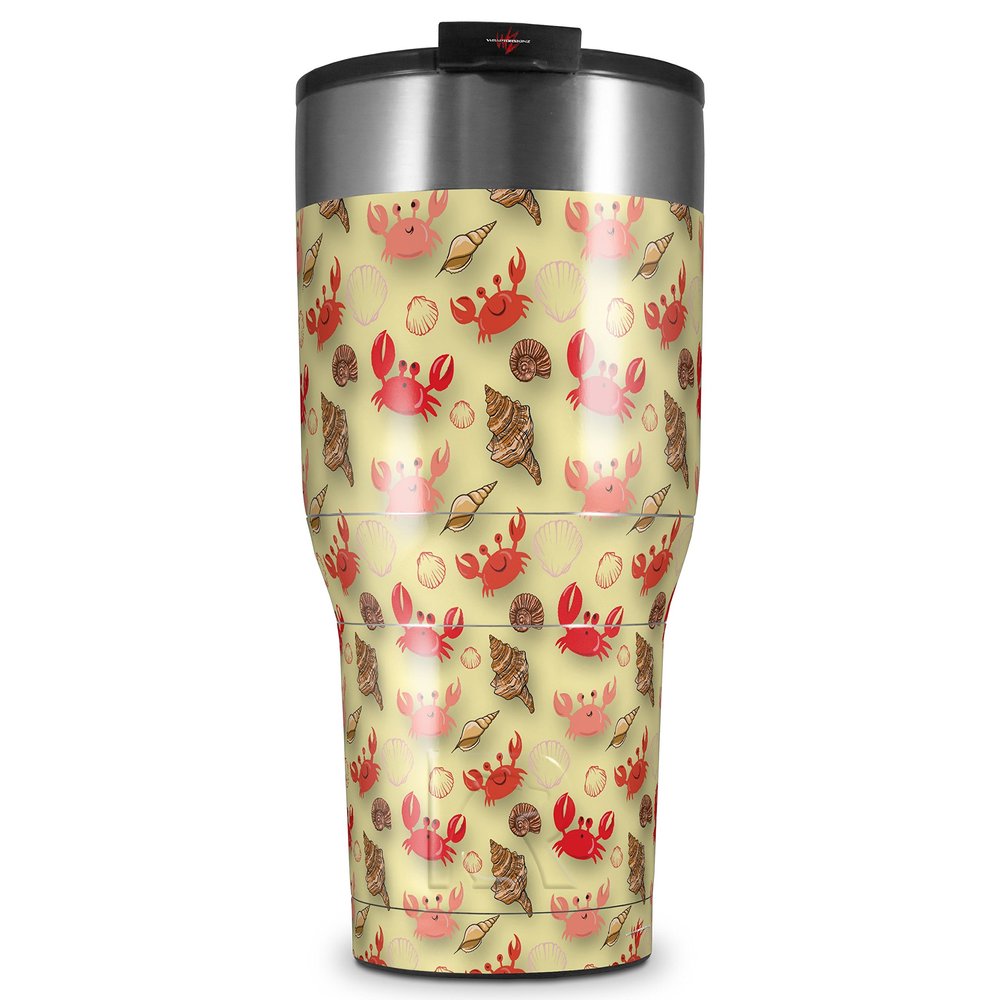 WraptorSkinz Skin Wrap compatible with 2017 and newer RTIC Tumblers 30oz Crabs and Shells Yellow Sunshine (TUMBLER NOT INCLUDED)