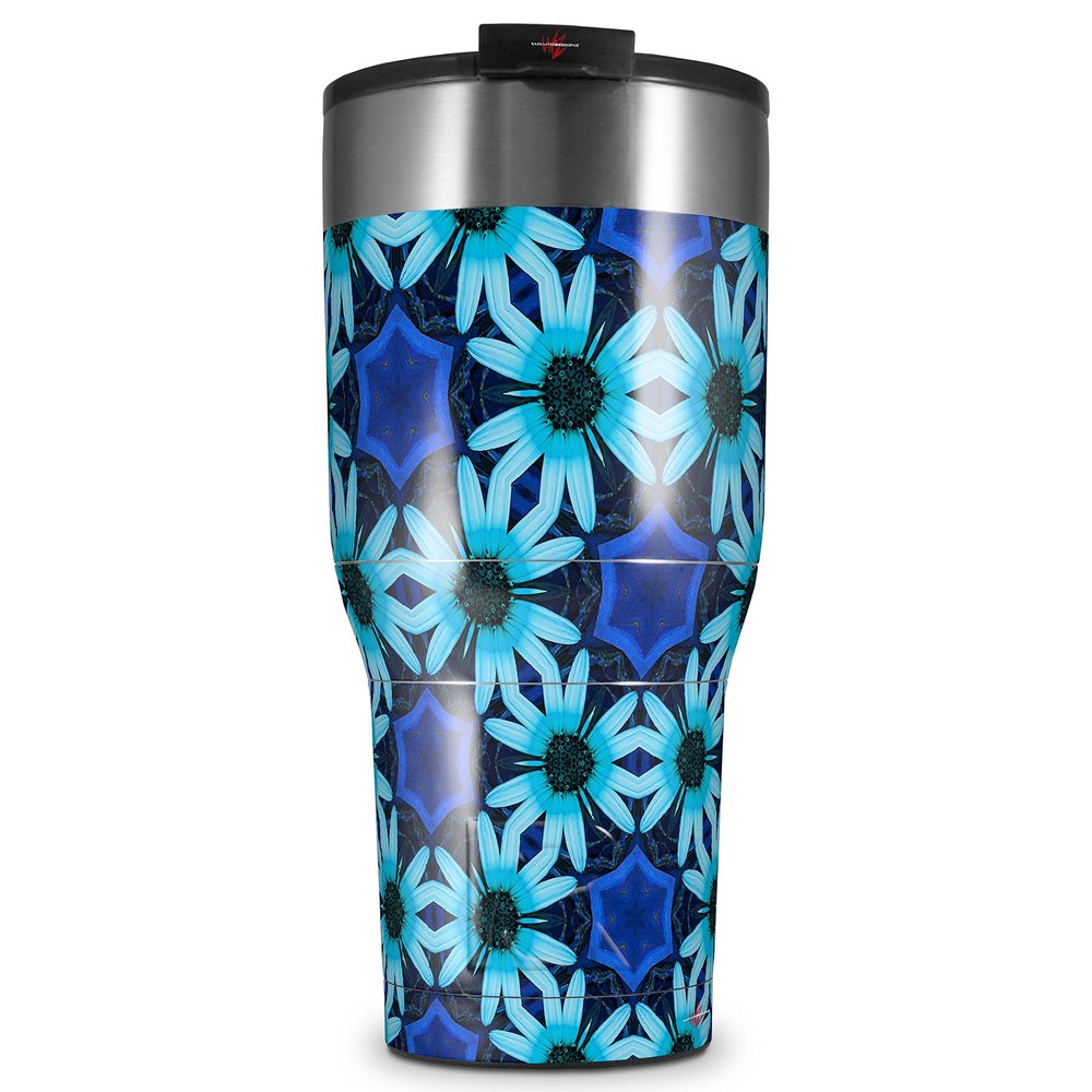 WraptorSkinz Skin Wrap compatible with 2017 and newer RTIC Tumblers 30oz Daisies Blue (TUMBLER NOT INCLUDED)