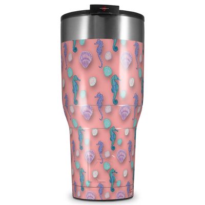 WraptorSkinz Skin Wrap compatible with 2017 and newer RTIC Tumblers 30oz Seahorses and Shells Pink (TUMBLER NOT INCLUDED)