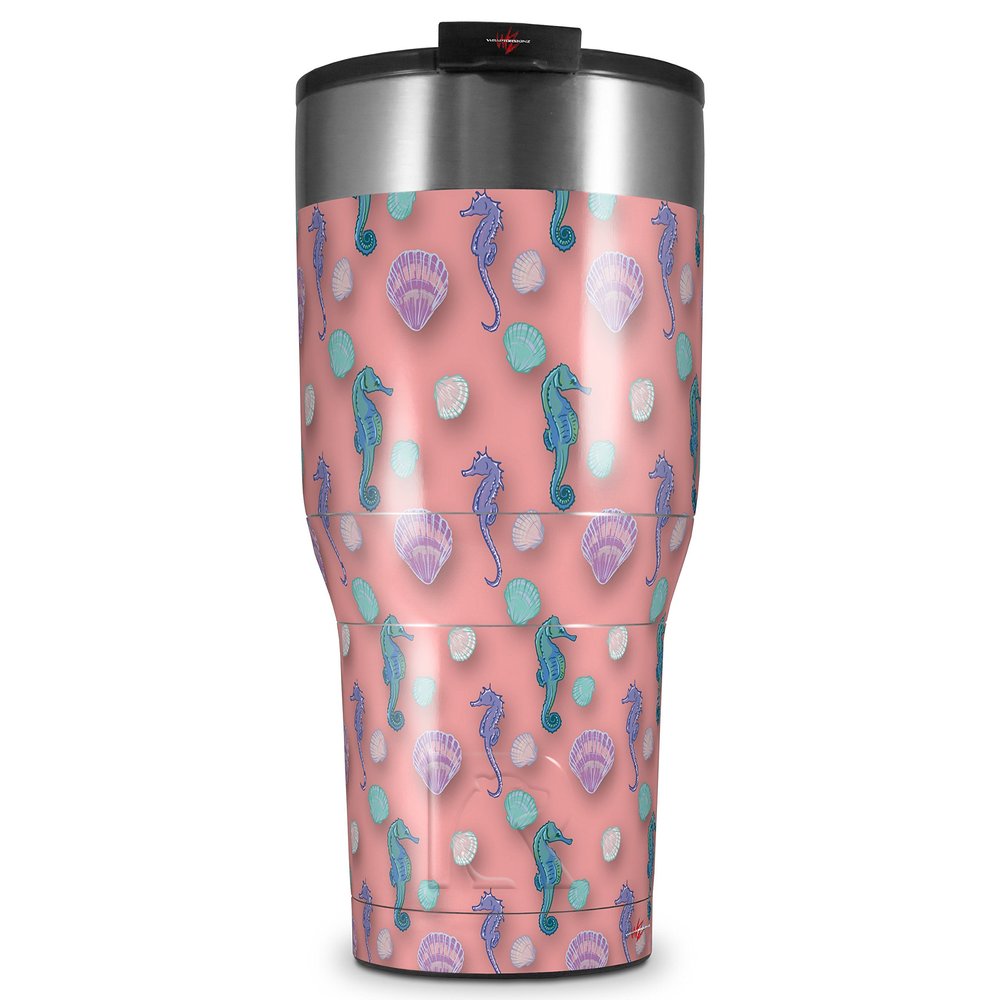 WraptorSkinz Skin Wrap compatible with 2017 and newer RTIC Tumblers 30oz Seahorses and Shells Pink (TUMBLER NOT INCLUDED)
