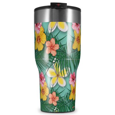 WraptorSkinz Skin Wrap compatible with 2017 and newer RTIC Tumblers 30oz Beach Flowers 02 Seafoam Green (TUMBLER NOT INCLUDED)