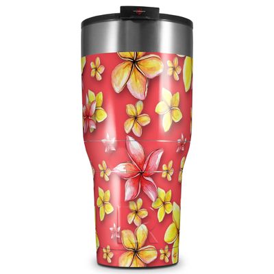 WraptorSkinz Skin Wrap compatible with 2017 and newer RTIC Tumblers 30oz Beach Flowers Coral (TUMBLER NOT INCLUDED)