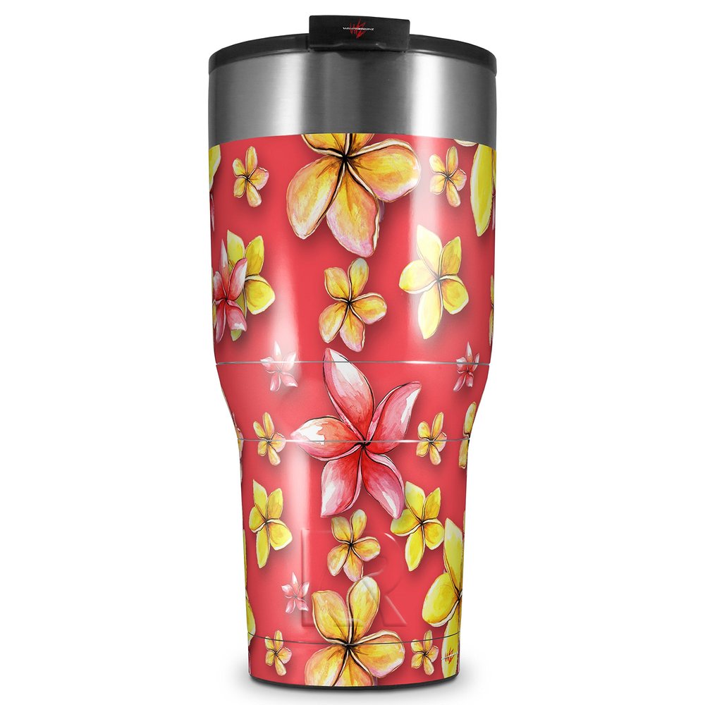 WraptorSkinz Skin Wrap compatible with 2017 and newer RTIC Tumblers 30oz Beach Flowers Coral (TUMBLER NOT INCLUDED)