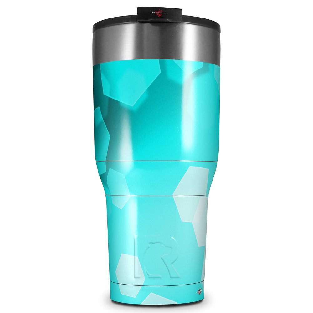 WraptorSkinz Skin Wrap compatible with 2017 and newer RTIC Tumblers 30oz Bokeh Hex Neon Teal (TUMBLER NOT INCLUDED)