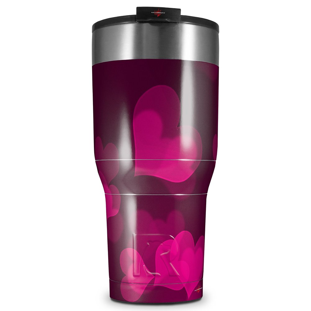 WraptorSkinz Skin Wrap compatible with 2017 and newer RTIC Tumblers 30oz Bokeh Hearts Hot Pink (TUMBLER NOT INCLUDED)