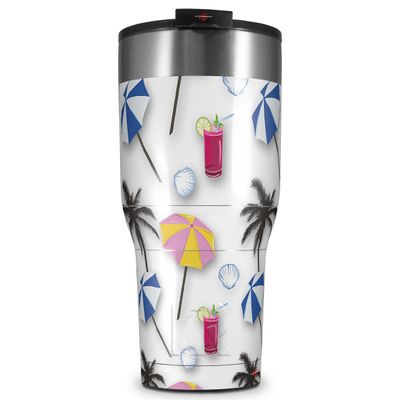 WraptorSkinz Skin Wrap compatible with 2017 and newer RTIC Tumblers 30oz Beach Party Umbrellas White (TUMBLER NOT INCLUDED)