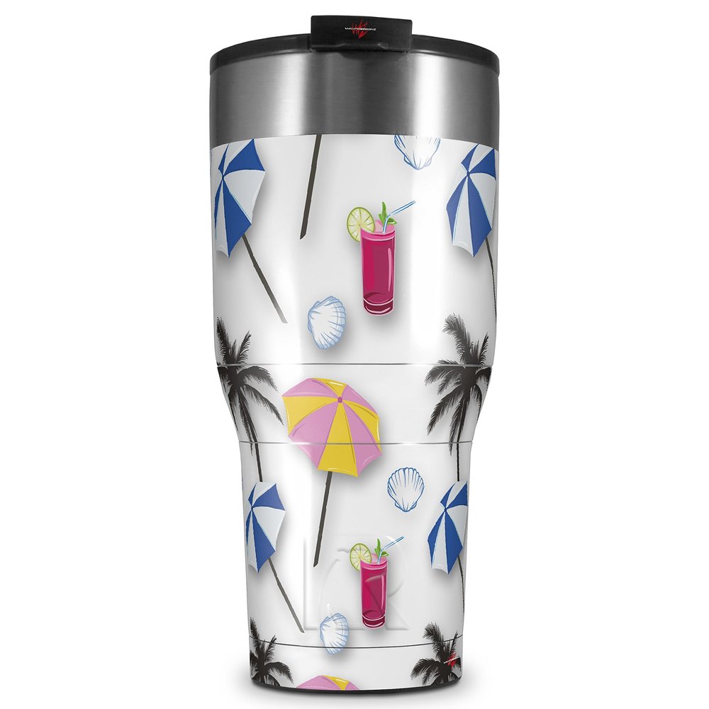 WraptorSkinz Skin Wrap compatible with 2017 and newer RTIC Tumblers 30oz Beach Party Umbrellas White (TUMBLER NOT INCLUDED)