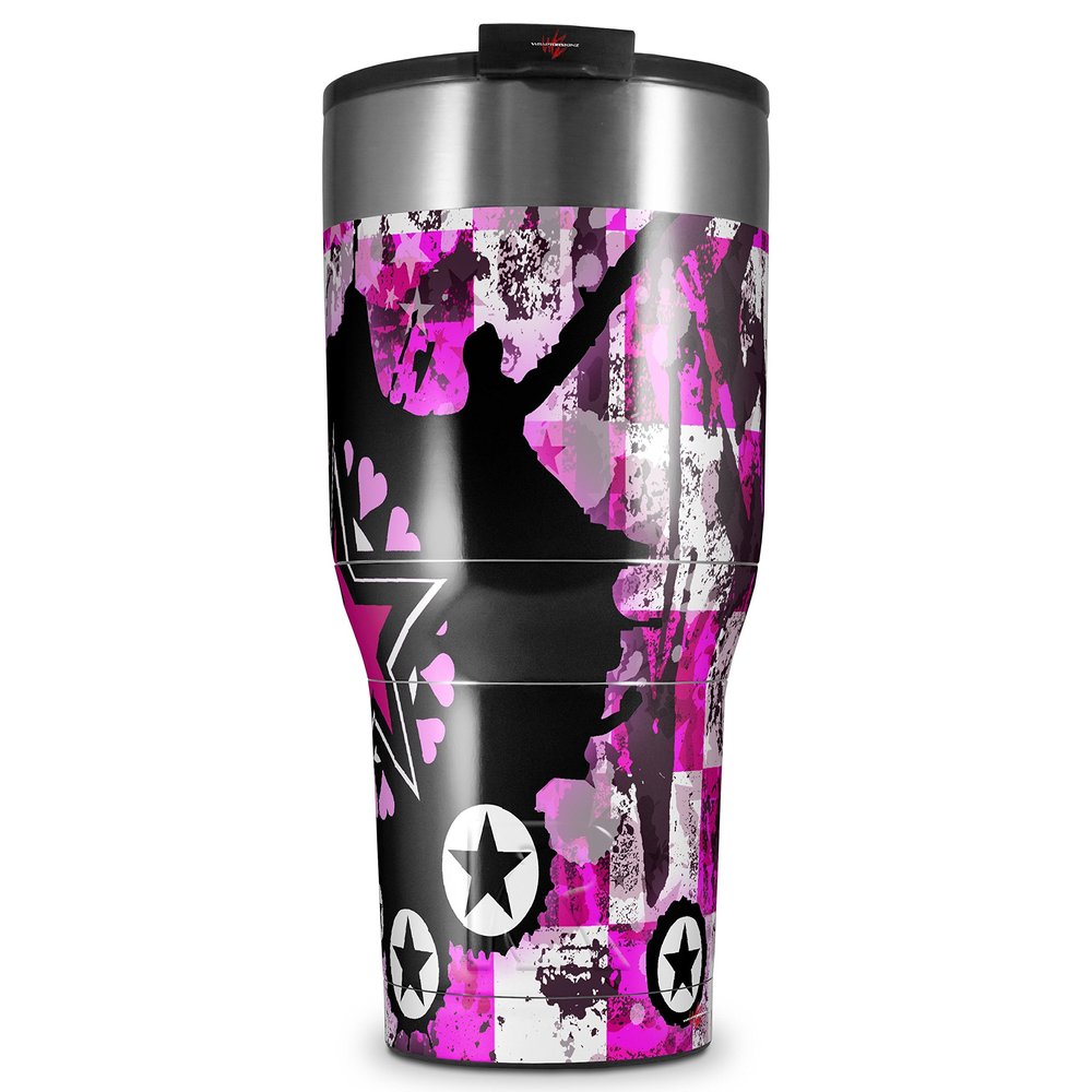 WraptorSkinz Skin Wrap compatible with 2017 and newer RTIC Tumblers 30oz Pink Star Splatter (TUMBLER NOT INCLUDED)