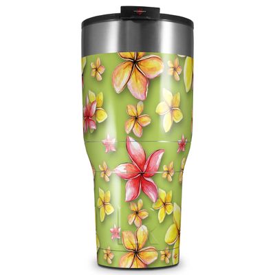WraptorSkinz Skin Wrap compatible with 2017 and newer RTIC Tumblers 30oz Beach Flowers Sage Green (TUMBLER NOT INCLUDED)