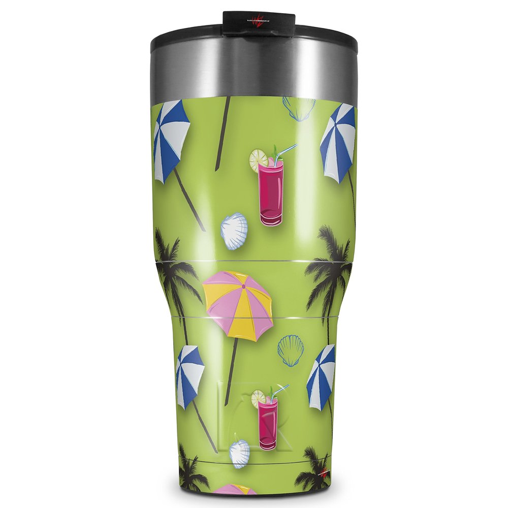 WraptorSkinz Skin Wrap compatible with 2017 and newer RTIC Tumblers 30oz Beach Party Umbrellas Sage Green (TUMBLER NOT INCLUDED)