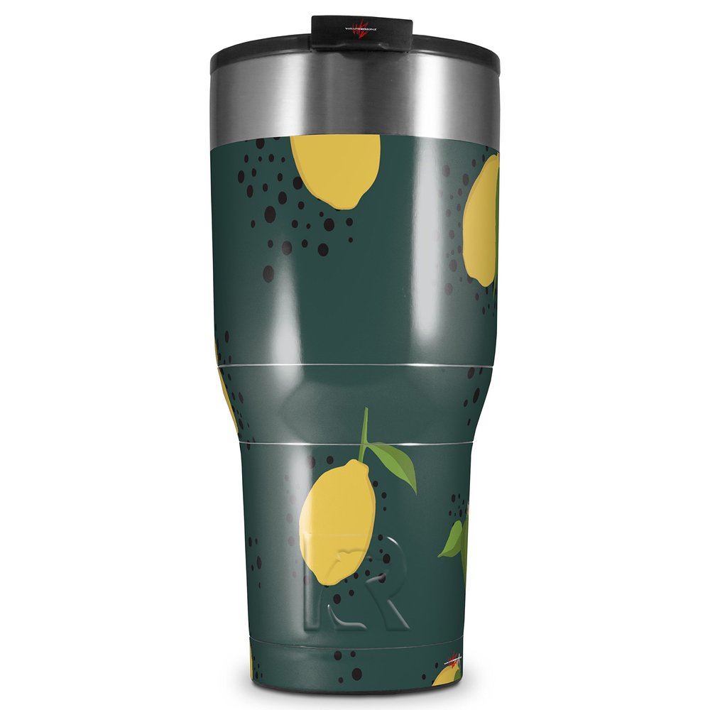 WraptorSkinz Skin Wrap compatible with 2017 and newer RTIC Tumblers 30oz Lemon Dark Teal (TUMBLER NOT INCLUDED)