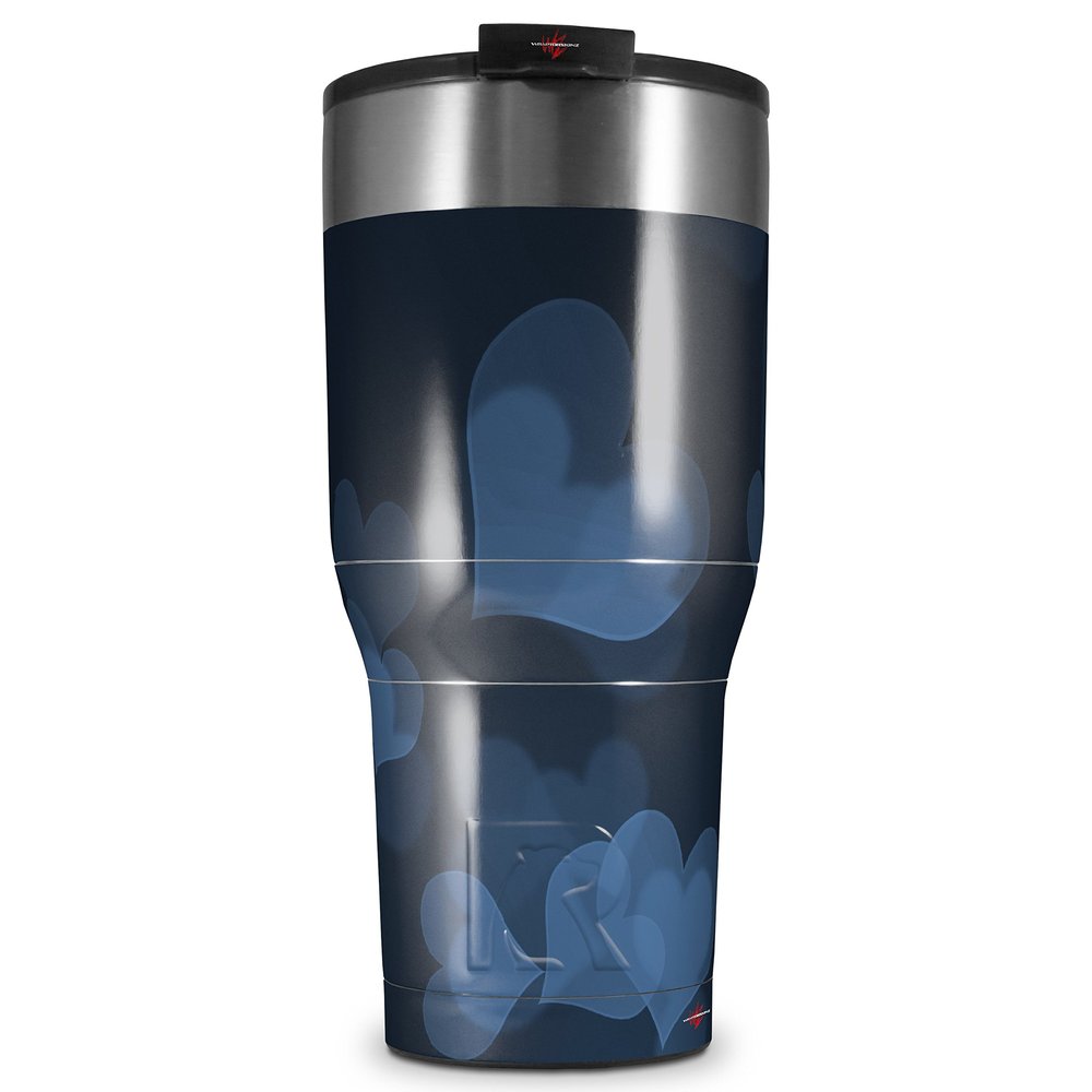 WraptorSkinz Skin Wrap compatible with 2017 and newer RTIC Tumblers 30oz Bokeh Hearts Blue (TUMBLER NOT INCLUDED)