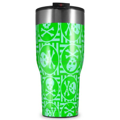 WraptorSkinz Skin Wrap compatible with 2017 and newer RTIC Tumblers 30oz Skull Patch Pattern Green (TUMBLER NOT INCLUDED)