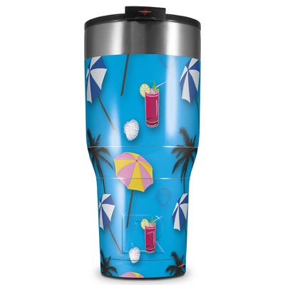 WraptorSkinz Skin Wrap compatible with 2017 and newer RTIC Tumblers 30oz Beach Party Umbrellas Blue Medium (TUMBLER NOT INCLUDED)