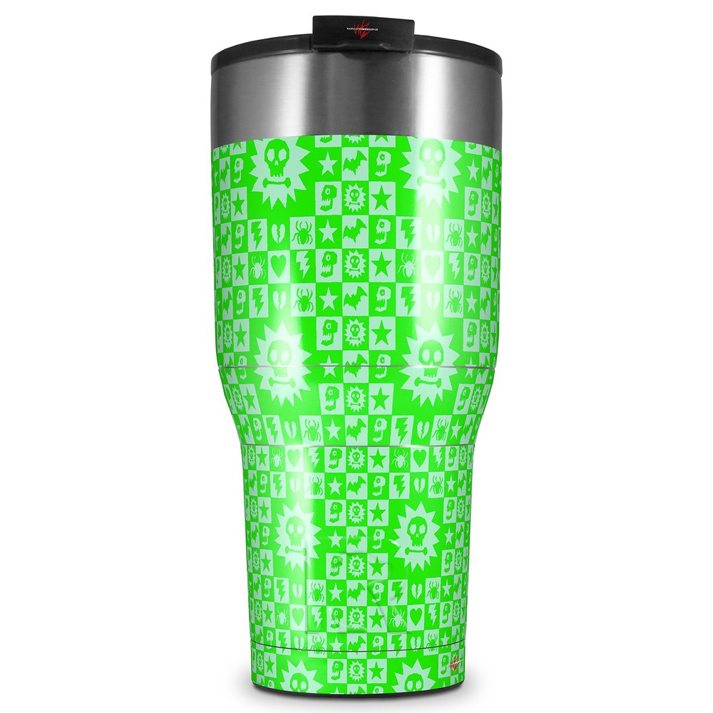 WraptorSkinz Skin Wrap compatible with 2017 and newer RTIC Tumblers 30oz Gothic Punk Pattern Green (TUMBLER NOT INCLUDED)