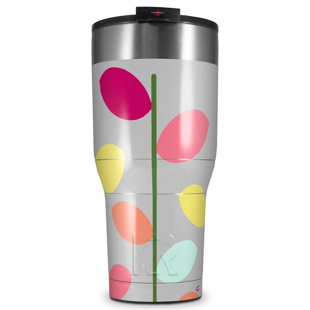 WraptorSkinz Skin Wrap compatible with 2017 and newer RTIC Tumblers 30oz Plain Leaves On Gray (TUMBLER NOT INCLUDED)