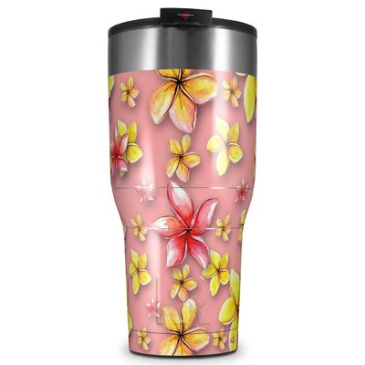 WraptorSkinz Skin Wrap compatible with 2017 and newer RTIC Tumblers 30oz Beach Flowers Pink (TUMBLER NOT INCLUDED)