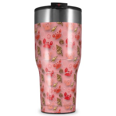 WraptorSkinz Skin Wrap compatible with 2017 and newer RTIC Tumblers 30oz Crabs and Shells Pink (TUMBLER NOT INCLUDED)
