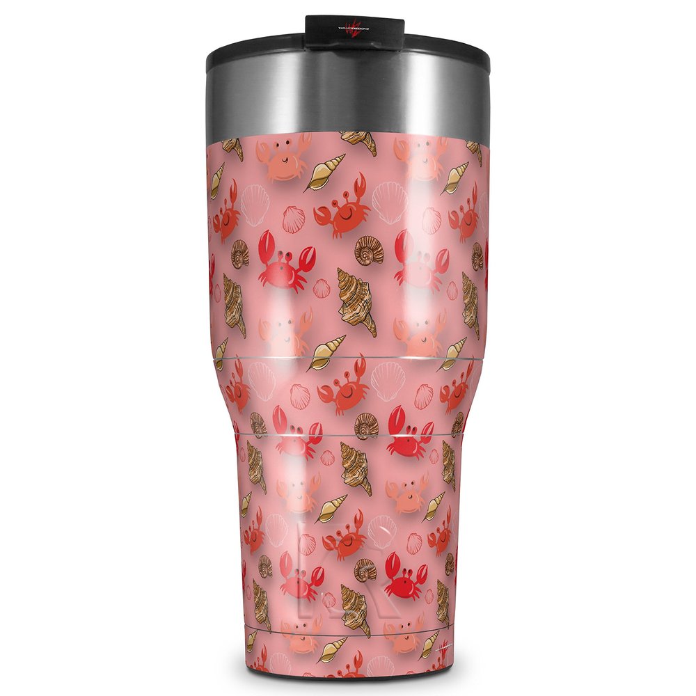 WraptorSkinz Skin Wrap compatible with 2017 and newer RTIC Tumblers 30oz Crabs and Shells Pink (TUMBLER NOT INCLUDED)