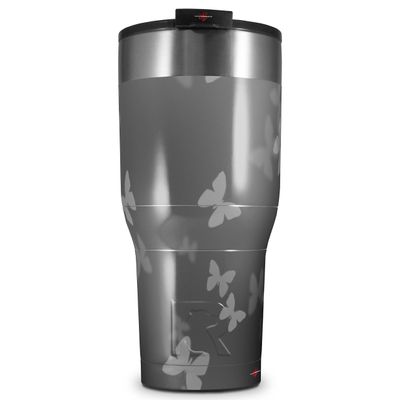 WraptorSkinz Skin Wrap compatible with 2017 and newer RTIC Tumblers 30oz Bokeh Butterflies Grey (TUMBLER NOT INCLUDED)