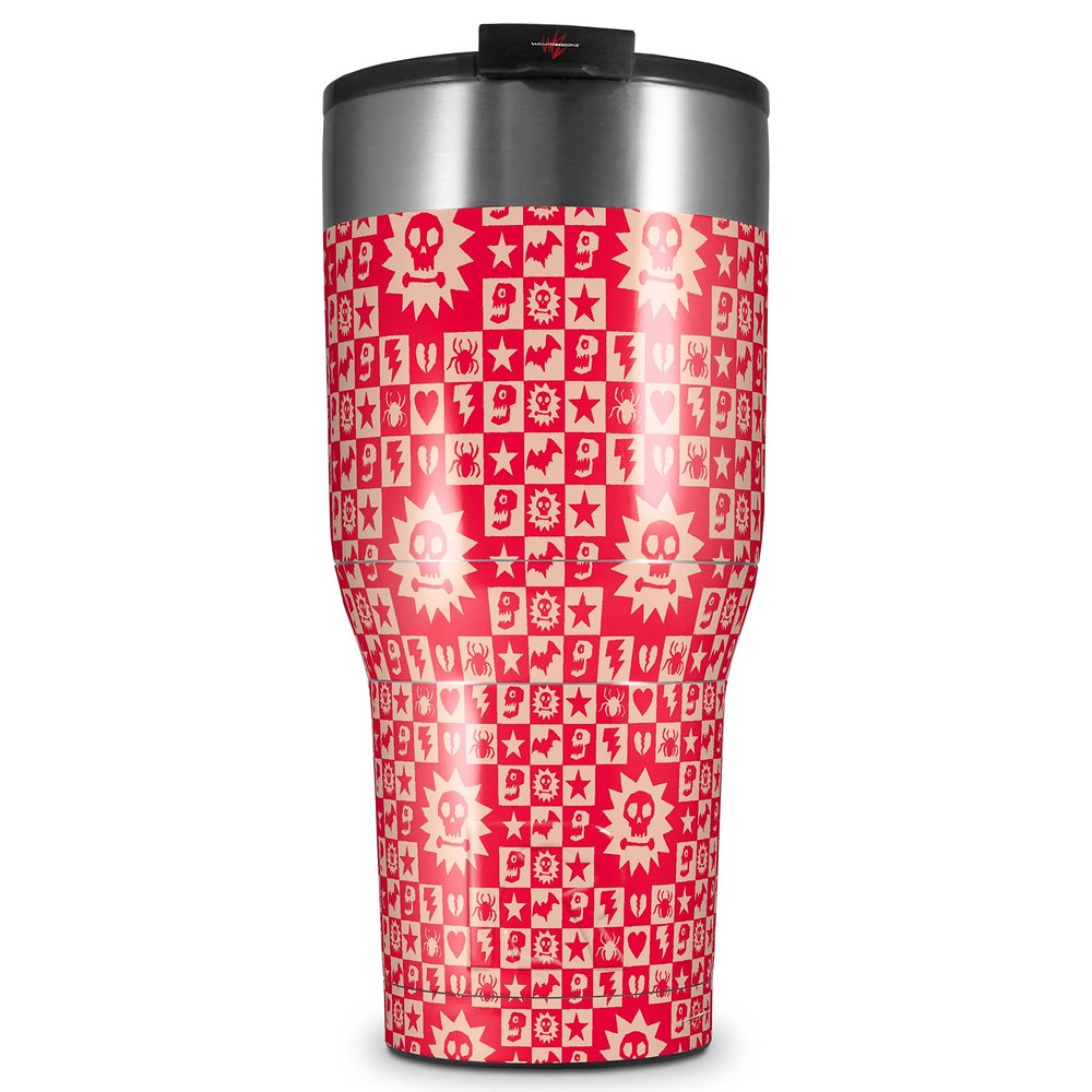 WraptorSkinz Skin Wrap compatible with 2017 and newer RTIC Tumblers 30oz Gothic Punk Pattern Red (TUMBLER NOT INCLUDED)