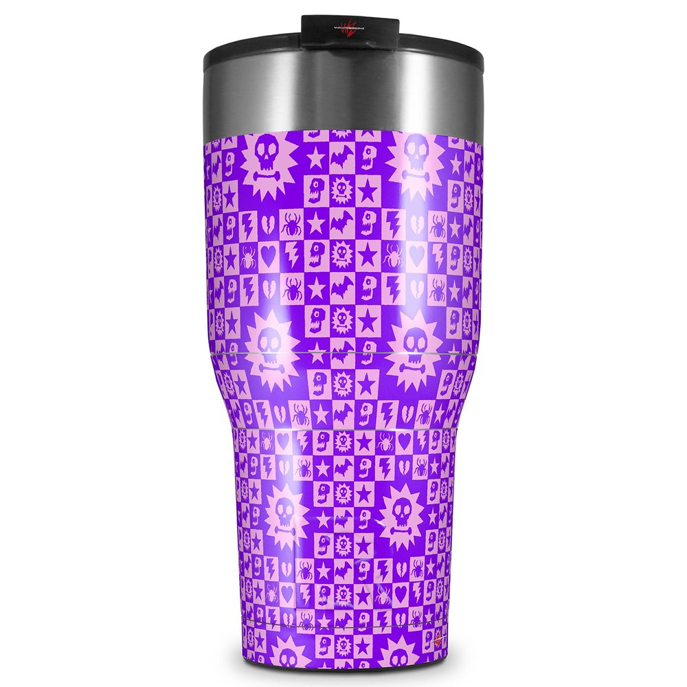 WraptorSkinz Skin Wrap compatible with 2017 and newer RTIC Tumblers 30oz Gothic Punk Pattern Purple (TUMBLER NOT INCLUDED)