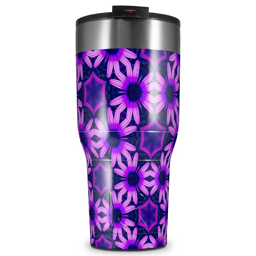 WraptorSkinz Skin Wrap compatible with 2017 and newer RTIC Tumblers 30oz Daisies Purple (TUMBLER NOT INCLUDED)