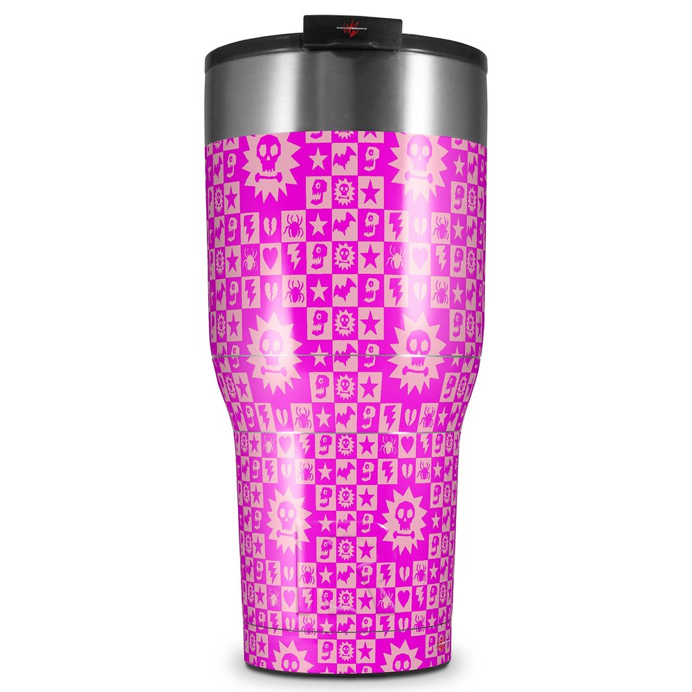 WraptorSkinz Skin Wrap compatible with 2017 and newer RTIC Tumblers 30oz Gothic Punk Pattern Pink (TUMBLER NOT INCLUDED)