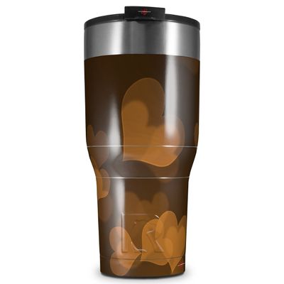 WraptorSkinz Skin Wrap compatible with 2017 and newer RTIC Tumblers 30oz Bokeh Hearts Orange (TUMBLER NOT INCLUDED)