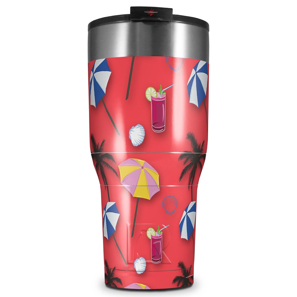 WraptorSkinz Skin Wrap compatible with 2017 and newer RTIC Tumblers 30oz Beach Party Umbrellas Coral (TUMBLER NOT INCLUDED)