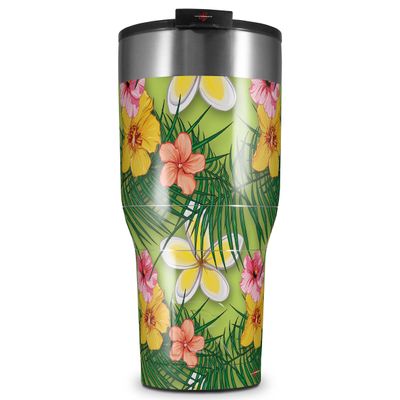 WraptorSkinz Skin Wrap compatible with 2017 and newer RTIC Tumblers 30oz Beach Flowers 02 Sage Green (TUMBLER NOT INCLUDED)