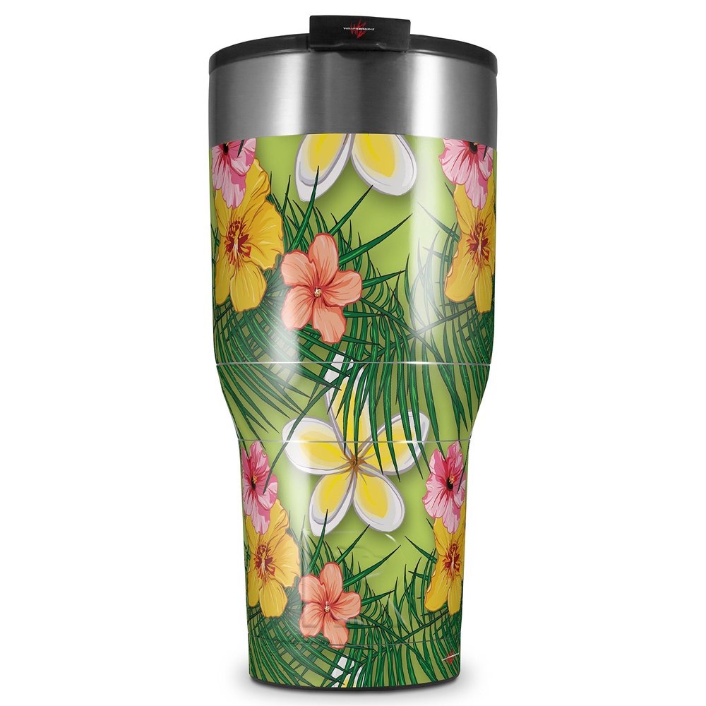 WraptorSkinz Skin Wrap compatible with 2017 and newer RTIC Tumblers 30oz Beach Flowers 02 Sage Green (TUMBLER NOT INCLUDED)