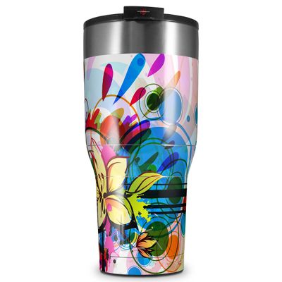 WraptorSkinz Skin Wrap compatible with 2017 and newer RTIC Tumblers 30oz Floral Splash (TUMBLER NOT INCLUDED)