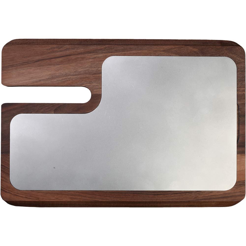 Berkel Presenting Board for Red Line 250 Slicers | Wooden Board | Stainless Steel Plate | Display Meat, Prosciutto, Cheese, Vegetables, and more | Made in Italy