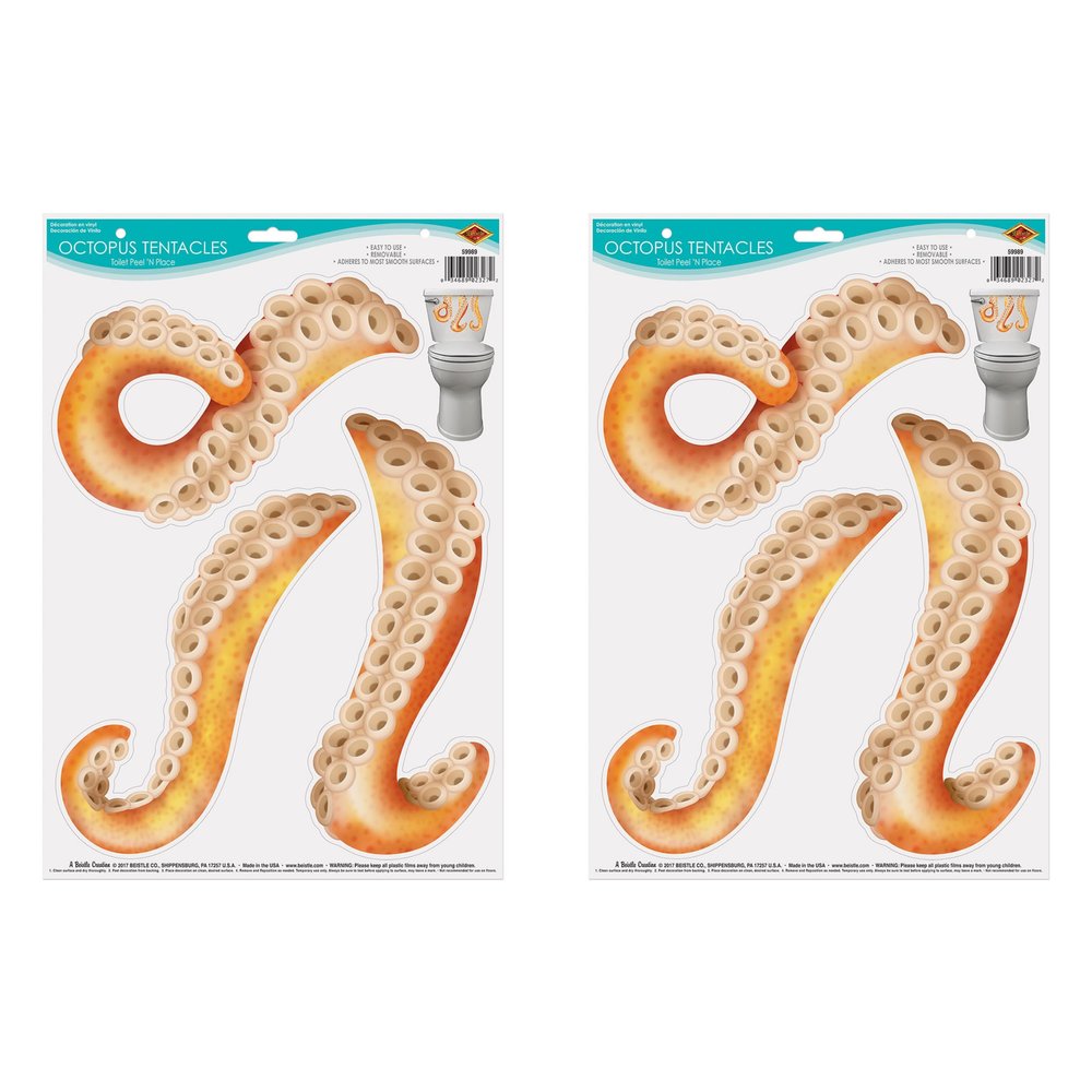 Beistle , 2 Piece Octopus Tentacles Toilet Peel 'N Place, 12" x 17" Sheets