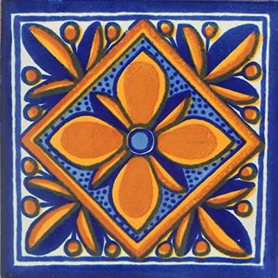 12 Hand Painted Talavera Mexican Tiles 4"x4"