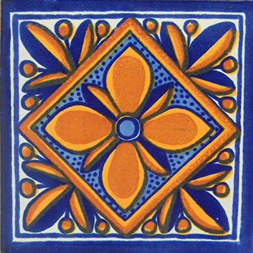 12 Hand Painted Talavera Mexican Tiles 4"x4"