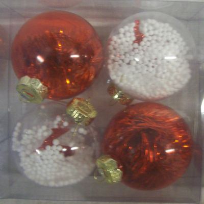 Holiday Style 8 Shatterproof Ball Christmas Tree Ornaments with Tinsel