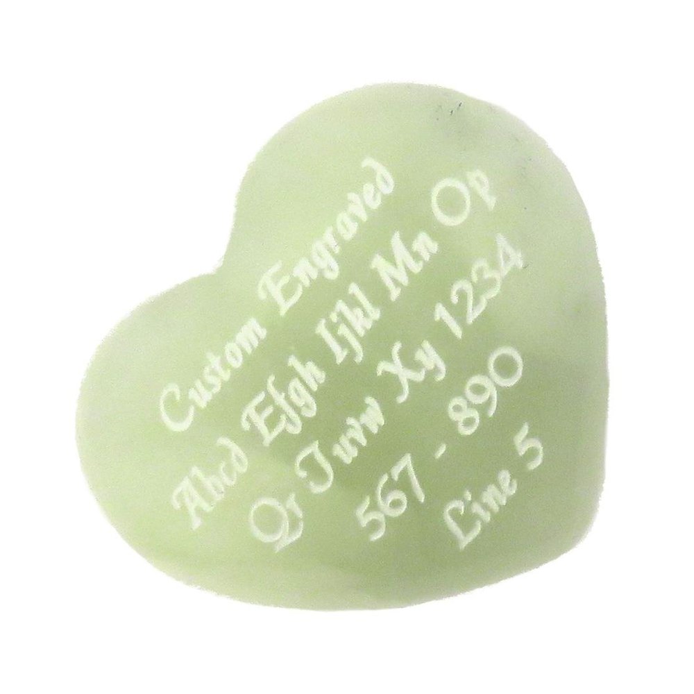 Innovative Surface Art Stone Heart - Agate - Custom Engraved - 40mm - 1.5 inches - Love - Personalized (New Jade)