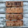 Rustic Wood Coffee Cup Rack your Color Choice 12 Mug Hooks Wall Mounted Mug Storage But First Coffee view 4