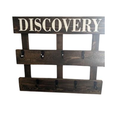 Discovery Series Mug Display  Handmade Wooden Coffee Mug Rack  Rustic Wall Mounted Mug Holder with Hooks  Farmhouse Mug Organizer