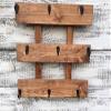 Rustic Wood Coffee Cup Rack Mug Holder Wall Mounted Kitchen Storage view 3