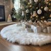 AISENO 48 Inch White Faux Fur Christmas Tree Skirt, Luxury Plush Tree Base Cover for Holiday Party and Home Christmas Decor view 1