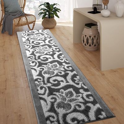 15 FT Long Non-Slip Washable Carpet Runner Rug with Rubber Backing (26" X 15'), Custom Floor Mat for Kitchen Hallway Stairs Bedroom Bathroom Entryway, Your Choice of Length, Lily Anthracite