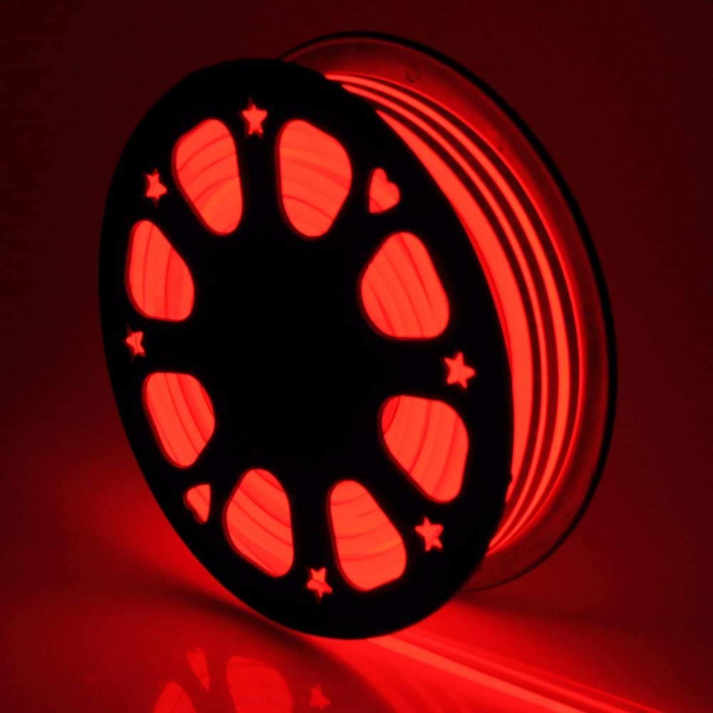 US Stock LED Rope Lights, Flat Flexible LED Light Strip Kit Waterproof Light 110V Indoor/Outdoor Use, Inter-Connectable Decorative Lighting for Kitchen Backyards Garden Patio Party Event (100FT, Red)